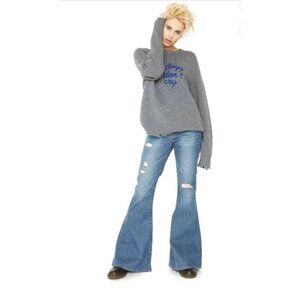NWT Sandrine Rose by Free People Super Flare Jeans Women's Size 27 Blue Denim‎